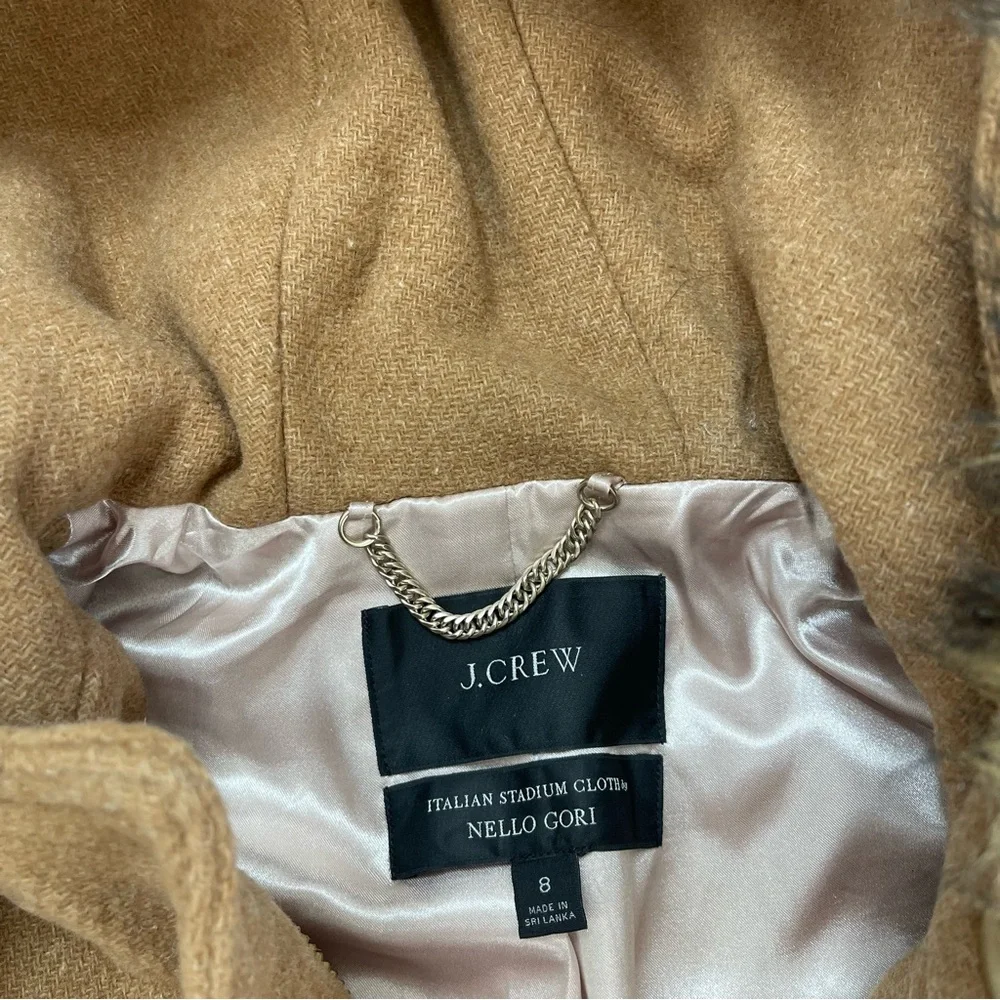 J. Crew Chateau Parka Italian Stadium Cloth Nello Gori Wool Faux Fur Jacket Coat - Picture 5 of 8